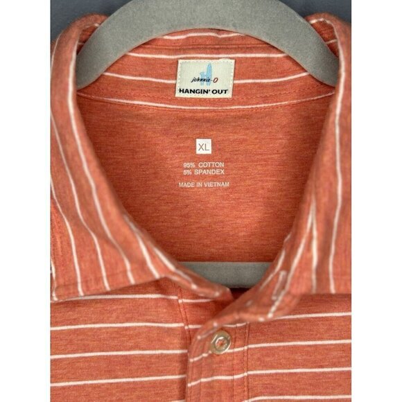 johnnie-O The Original Polo Mens XL Neese Stripe Carnival Peach Casual Preppy - Picture 5 of 14